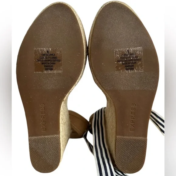 Express Women's Espadrille Wedge Platform Sandals Ribbon ankle Lace up sz:6 - Picture 11 of 13